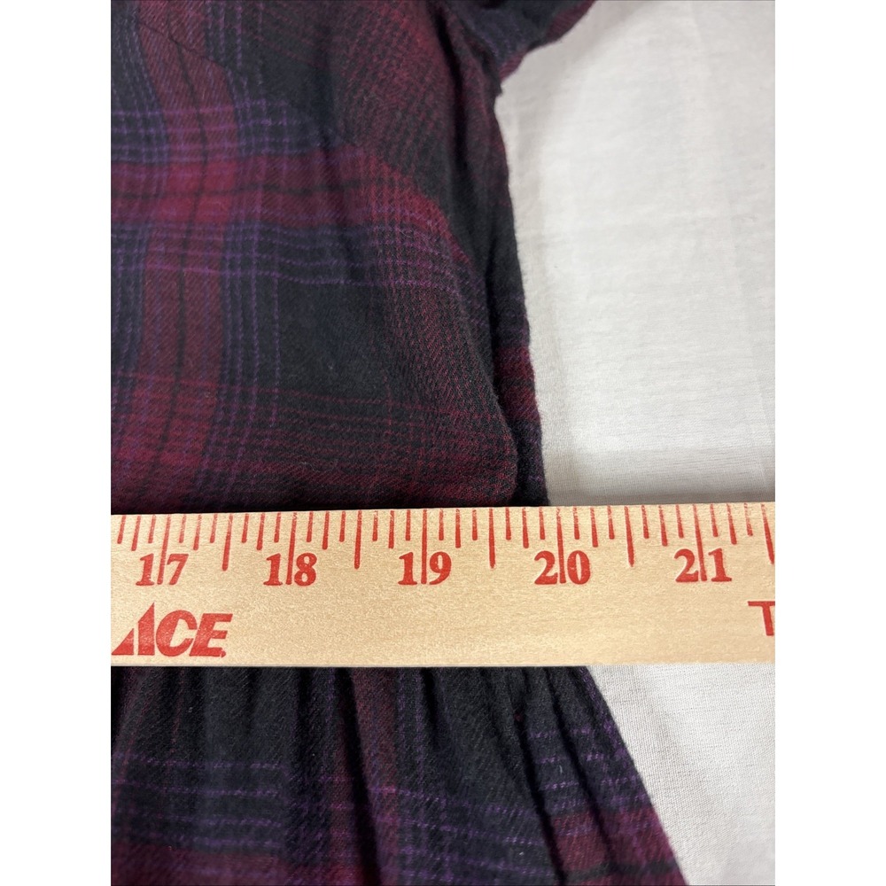 Beach Lunch Lounge Darcie Babydoll Plaid Flannel Dress Red Black Large LCD5083 - Picture 13 of 16